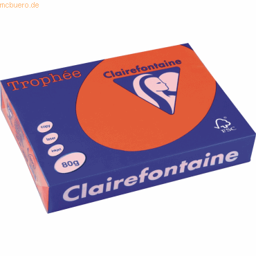 5 x Clairefontaine Kopierpapier Trophee Intensiv A4 80g/qm ziegelrot V von Clairefontaine