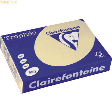 5 x Clairefontaine Kopierpapier Trophee Pastell A4 80g/qm chamois VE=5 von Clairefontaine