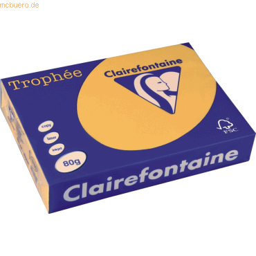Clairefontaine Kopierpapier Trophee Pastell A4 80g/qm goldgelb VE=500 von Clairefontaine