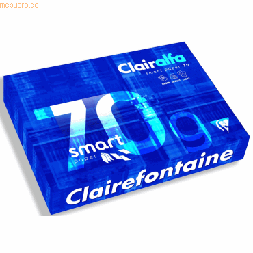 5 x Clairefontaine Kopierpapier smart A4 70g/qm VE=500 Blatt weiß von Clairefontaine