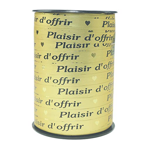Clairefontaine 602176C - Spule Geschenkband 250mx10mm, Beschriftung Plaisir d'offrir (französisch), Silber, 1 Spule von Clairefontaine