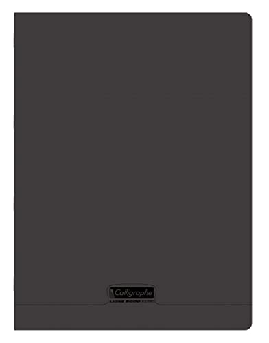 Clairefontaine 18510C - Heft Calligraphe, ideal für die Schule, geheftet, DIN A4+ 24x32cm, 96 Blatt, französische Lineatur 90g, Schwarz, 1 Stück von Calligraphe