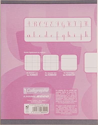 Clairefontaine 108504C - Packung mit 20 Heften Calligraphe 16 Blatt, 17x22cm, 90g, französische Lineatur DL 5mm und blanko, 1 Pack, farbig sortiert von Calligraphe
