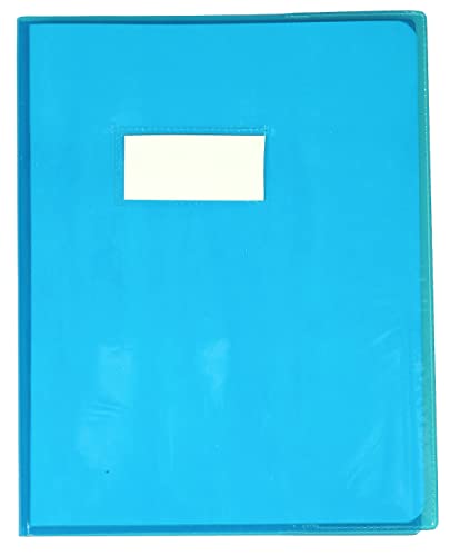 Clairefontaine 73002C - Heftumschlag / Heftschoner / Hefthülle Calligraphe Cristalux 17x22 cm, Etikettenhalter, aus PVC transparent und strapazierfähig, glatt, Blau, 1 Stück von Calligraphe