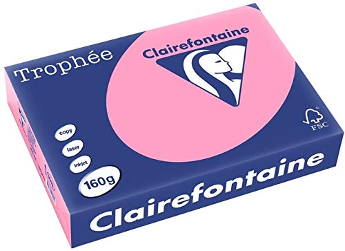 Clairefontaine 1013C - Ries mit 250 Blatt Druckerpapier / Kopierpapier Trophée, DIN A4 (21x29,7 cm), 160g, Heckenrosa Pastellfarbe, 1 Ries von Clairefontaine