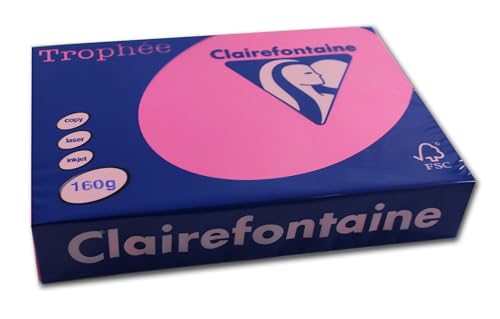 Clairefontaine 1017C - Ries Druckerpapier / Kopierpapier Trophee, intensive Farben, DIN A4, 160g, 250 Blatt, Eosin, 1 Ries von Clairefontaine