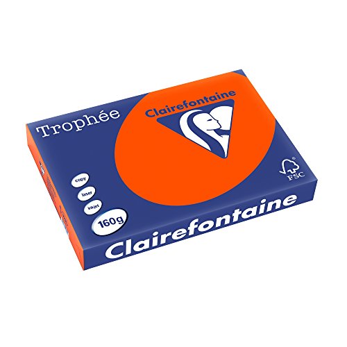Clairefontaine 1031C - Ries Druckerpapier / Kopierpapier Trophee, intensive Farben, DIN A3, 160g, 250 Blatt, Ziegelrot, 1 Ries von Clairefontaine