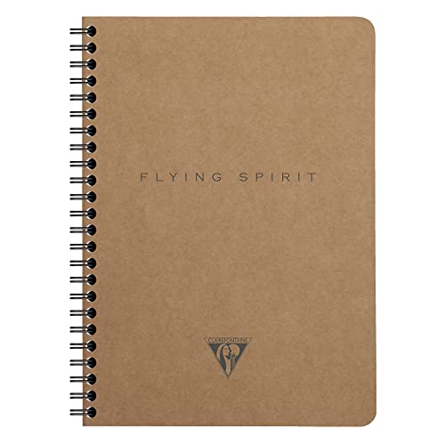 Clairefontaine 103566C - Notizbuch Flying Spirit, mit Innentaschen und Spiralbindung, liniert, 60 Blatt, DINA5, 14,8 x 21cm, 1 Stück, Braun mit sortierten Designs von Clairefontaine