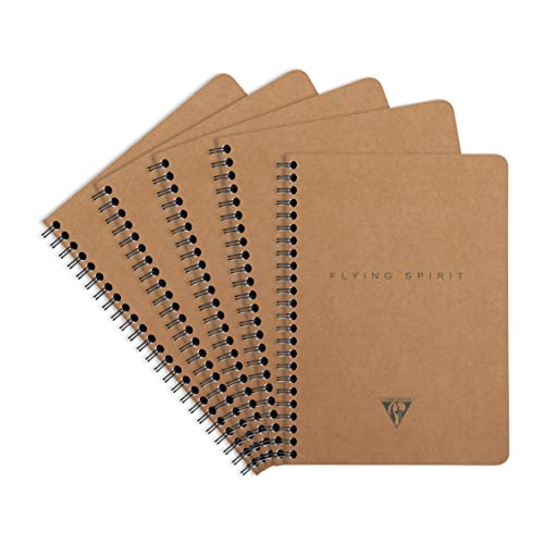 Clairefontaine 103566C - Packung mit 5 Hefte Flying Spirit mit Doppelspirale und Innentaschen DIN A5, 60 Blatt abtrennbar, liniert, Braun Motiven sortiert, 1 Pack Clairefontaine 103566C - Packung mit 5 Hefte Flying Spirit mit Doppelspirale und Innentaschen DIN A5, 60 Blatt abtrennbar, liniert, Braun Motiven sortiert, 1 Pack von Clairefontaine