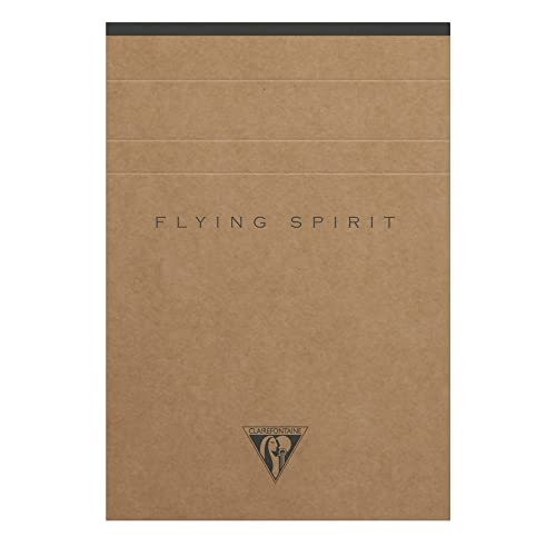 Clairefontaine 103646C - Notizblock Flying Spirit, an Kopfseite geleimt, liniert, 10,5 x 14,8cm, 70 Blatt, 1 Stück, Braun mit sortierten Designs von Clairefontaine