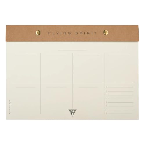 Clairefontaine - 103846C – Ein Planer mit Nieten 24 x 17 cm – 60 Blatt bedruckt abnehmbar – Papier 90 g – Wochenplaner – Wochenkalender – Kollektion Flying Spirit – Kraft von Clairefontaine