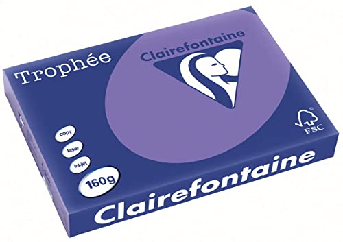 Clairefontaine 1047C - Ries mit 250 Blatt Druckerpapier / Kopierpapier Trophée, DIN A3 (29,7x42 cm), 160g, Violett Intensive Farbe, 1 Ries von Clairefontaine