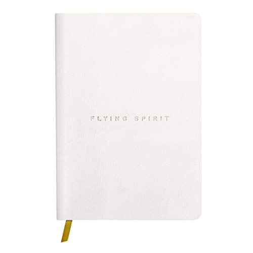 Clairefontaine 104943C Heft Flying Spirit, Cover aus Leder, 14,8 x 21cm, Fadenbindung, Lesezeichen, 90 Blatt, 90g, dot, 1 Stück, Weiß Clairefontaine 104943C Heft Flying Spirit, Cover aus Leder, 14,8 x 21cm, Fadenbindung, Lesezeichen, 90 Blatt, 90g, dot, 1 Stück, Weiß von Clairefontaine
