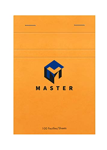 Clairefontaine 10706C - Schreibblock / Notizblock Calligraphe Master, kopfseitig geheftet, DIN A6 10,5x14,8 cm, 50 Blatt kariert, 70g, Orange, 1 Stück von Calligraphe