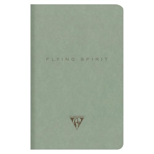 Clairefontaine 107506C - Notizheft Kladde Flying Spirit, mit Fadenbindung 11x17cm, 48 Blatt 90g elfenbeinfarbig, liniert, Graugrün sortiert, 1 Stück von Clairefontaine