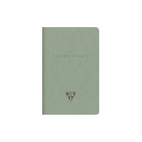 Clairefontaine 107596C - Notizheft Kladde Flying Spirit, geheftet, 9x14cm, 48 Blatt 90g elfenbeinfarbig liniert, Graugrün sortiert, 1 Stück von Clairefontaine