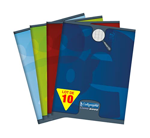 Clairefontaine 108712C - Packung mit 10 Heften Calligraphe 24 Blatt, 17x22cm, 90g, franzözische Lineatur, geheftet, farbig sortiert, 1 Pack von Calligraphe