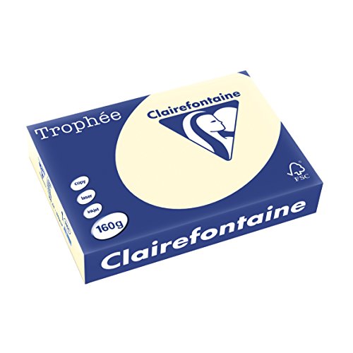 Clairefontaine 1101C - Ries Druckerpapier / Kopierpapier Trophee, intensive Farben, DIN A4, 160g, 250 Blatt, Elfenbein, 1 Ries von Clairefontaine