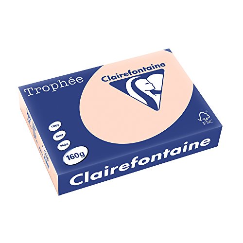 Clairefontaine 1104C - Ries Druckerpapier / Kopierpapier Trophee, intensive Farben, DIN A4, 160g, 250 Blatt, Lachs, 1 Ries von Clairefontaine