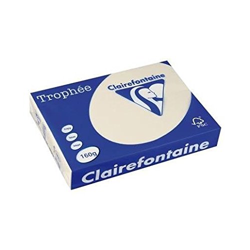 Clairefontaine 1108C - Ries mit 250 Blatt Druckerpapier / Kopierpapier Trophée, DIN A3 (29,7x42 cm), 160g, Elfenbein Pastellfarbe, 1 Ries von Clairefontaine