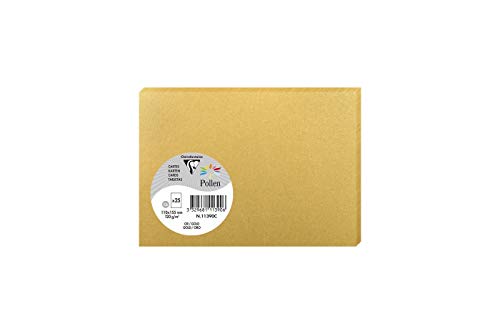 Clairefontaine 111390C - Packung mit 25 Karten Pollen 11x15,5 cm 210g, ideal für Ihre Korrespondenz und Einladungen, Gold, 1 Pack von Clairefontaine