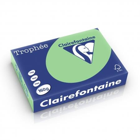Clairefontaine 1120C - Karton mit 4 Ries à 250 Blatt Druckerpapier / Kopierpapier Trophée, DIN A4 (21x29,7 cm), 160g, Natürgrün Pastellfarbe, 1 Karton von Clairefontaine