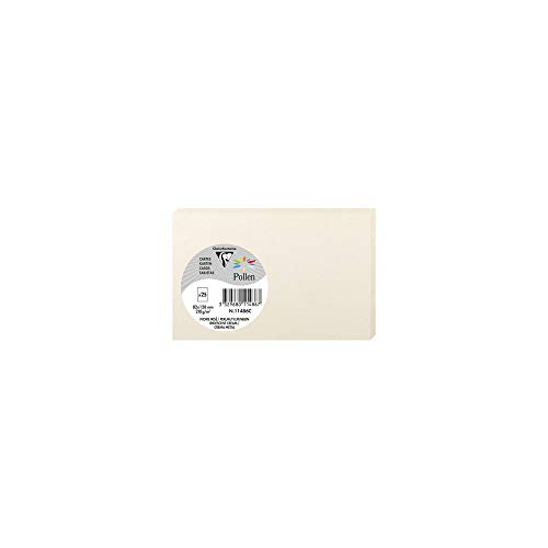 Clairefontaine 11486C - Packung mit 25 Karten Pollen, 8,2x12,8cm, 210g, Elfenbein Perlmutt, ideal für Ihre Einladungen und Korrespondenz, 1 Pack von Clairefontaine