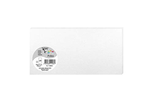 Clairefontaine 11585C Packung mit 25 Karten Pollen in Format DL, 210g 106 x 213mm, Perlmutt Weiß von Clairefontaine