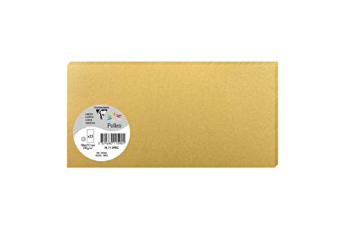 Clairefontaine 11590C Packung mit 25 Karten Pollen in Format DL, 210g 106 x 213mm, Gold von Clairefontaine
