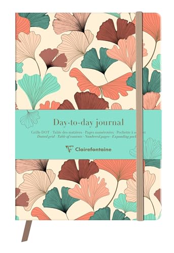 Clairefontaine 116255C - DaytoDay journal Tagebuch Bullet journal Gaïa Beige, 19x25cm, 96 Blatt 90g, dot punktkariert, Motive sortiert, 1 Stück von Clairefontaine
