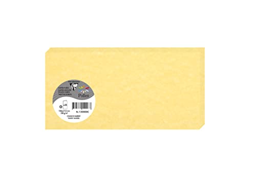 Clairefontaine 120000C - Packung mit 25 Doppelkarten Pollen, gefaltet, Format DL, 10,6x21,3cm, 210g, ideal für Einladungen und Korrespondenz, Chamois, 1 Pack von Clairefontaine