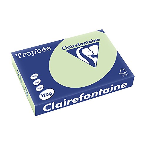 Clairefontaine 1215C - Ries Druckerpapier / Kopierpapier Trophee, intensive Farben, DIN A4, 120g, 250 Blatt, Golfgrün, 1 Ries von Clairefontaine