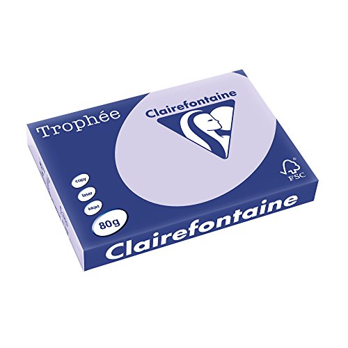 Clairefontaine 1250C Druckerpapier Trophée, für alle Laserdrucker, Kopierer und Tintenstrahldrucker, DIN A3 (42 x 29,7 cm), 80g, 1 Ries mit 500 Blatt, Lila von Clairefontaine