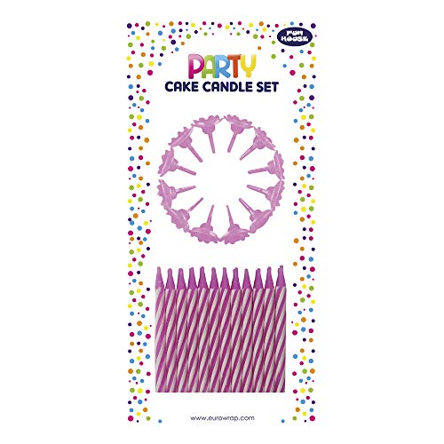 Clairefontaine Eurowrap 12630-PC - Set mit 36 Kerzen, ideal für Geburtstage und Feier, mit 12 Kerzenhalter für eine sichere Verwendung, Rosa, 1 Set von Clairefontaine