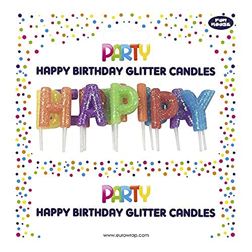 Clairefontaine 12825-HBMC - Set mit Kerzen Buchstabe mit Glitzer ''Happy Birthday'', 1 Set von Clairefontaine