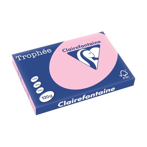 Clairefontaine 1310C - Ries mit 250 Blatt Druckerpapier / Kopierpapier Trophée, DIN A3 (29,7x42 cm), 120g, Rosa Pastellfarbe, 1 Ries von Clairefontaine