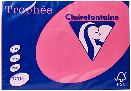Clairefontaine 1319C - Ries mit 250 Blatt Druckerpapier / Kopierpapier Trophée, DIN A3 (29,7x42 cm), 120g, Fuchsia intensive Farbe, 1 Ries von Clairefontaine