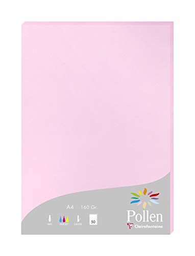 Clairefontaine 14213C Packung mit 50 Karten Pollen 160g, DIN A4, 21 x 29,7cm, Bonbonrosa Clairefontaine 14213C Packung mit 50 Karten Pollen 160g, DIN A4, 21 x 29,7cm, Bonbonrosa von Clairefontaine