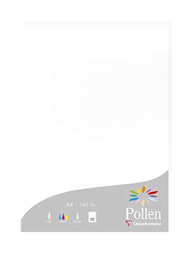 Clairefontaine 14239C Packung mit 50 Karten Pollen 160g, DIN A4, 21 x 29,7cm, Weiss Clairefontaine 14239C Packung mit 50 Karten Pollen 160g, DIN A4, 21 x 29,7cm, Weiss von Clairefontaine