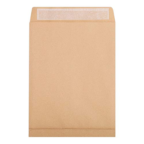 Clairefontaine 17456C - Karton mit 250 Versandtaschen Kraftbraun 275x365mm, mit Rillen, dehnbar mit Falten 30 mm, selbstklebend, 120g, 1 Karton von Clairefontaine