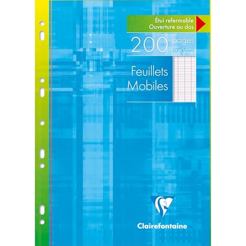 Clairefontaine 1751AMZC Un lot de 2 Étuis de Feuillets Mobiles Perforés - A4 21x29,7 cm - 200 Pages Grands Carreaux - Papier Blanc 90 g - Étuis Réutilisables von Clairefontaine