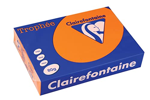 Clairefontaine 1761C - Ries Druckerpapier / Kopierpapier Trophee, intensive Farben, DIN A4, 80g, 500 Blatt, Orange, 1 Ries Clairefontaine 1761C - Ries Druckerpapier / Kopierpapier Trophee, intensive Farben, DIN A4, 80g, 500 Blatt, Orange, 1 Ries von Clairefontaine