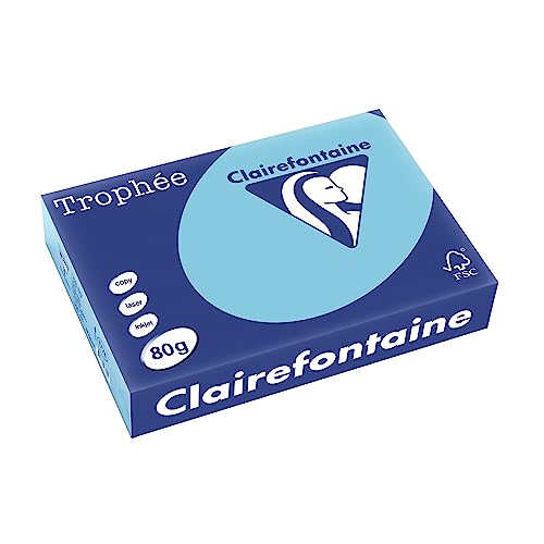 Clairefontaine 1774C - Karton mit 5 Ries Druckerpapier / Kopierpapier Trophee, intensive Farben, DIN A4, 80g, 500 Blatt x 5, Alize Blau, 1 Karton Clairefontaine 1774C - Karton mit 5 Ries Druckerpapier / Kopierpapier Trophee, intensive Farben, DIN A4, 80g, 500 Blatt x 5, Alize Blau, 1 Karton von Clairefontaine