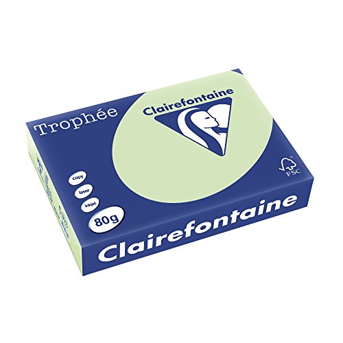 Clairefontaine 1777C - Ries Druckerpapier / Kopierpapier Trophee, intensive Farben, DIN A4, 80g, 500 Blatt, Golf Grün, 1 Ries von Clairefontaine