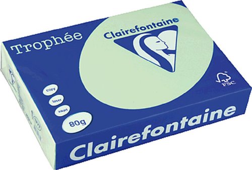 Clairefontaine 1777C - Ries Druckerpapier / Kopierpapier Trophee, intensive Farben, DIN A4, 80g, 500 Blatt, Golf Grün, 1 Ries von Clairefontaine