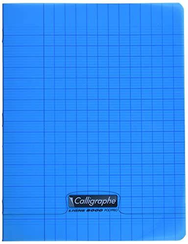 Clairefontaine 18012C - Heft / Schulheft Calligraphe 17x22 cm, 16 Blatt, französische Lineatur 2,5 mm / 10x10, 90g, Blau, 1 Stück von Calligraphe