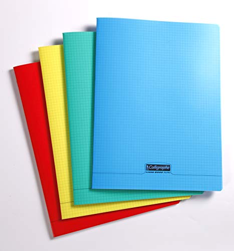 Clairefontaine 18065C - Packung mit 10 Heften Calligraphe geheftet, DIN A4, kariert, 24 Blatt, 90g, farbig sortiert, 1 Pack von Clairefontaine