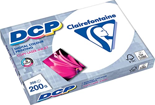 Clairefontaine 1807C Druckerpapier DCP Premium Kopierpapier für farbintensiven Bilderdruck, DIN A4, 21 x 29,7cm, 250g, 1 Ries mit 250 Blatt, Weiß von Clairefontaine