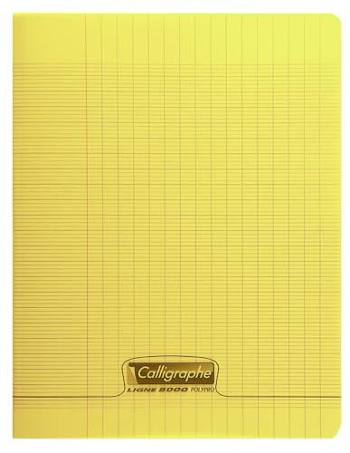 Clairefontaine 18114C - Heft / Schulheft Calligraphe 17x22 cm, 30 Blatt, französische Lineatur, 90g, Gelb, 1 Stück von Calligraphe