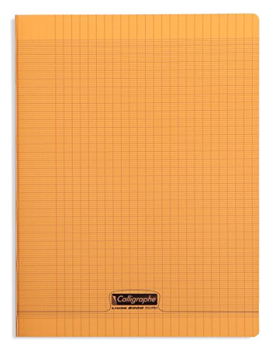 Clairefontaine 18198C - Heft / Schulheft Calligraphe DIN A4+ 24x32 cm, 48 Blatt, französische Lineatur, 90g, Orange, 1 Stück von Clairefontaine